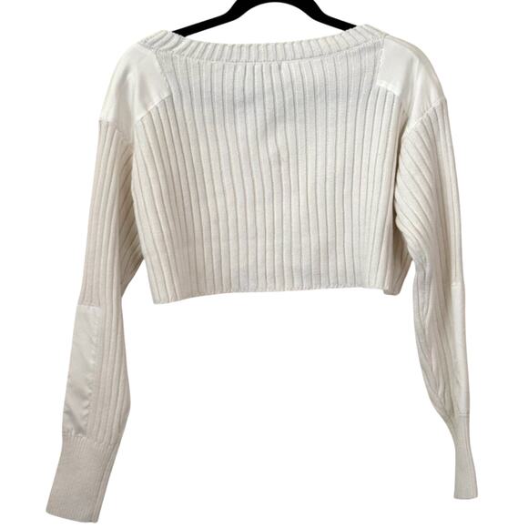 NWT Women's Urban Outfitters Kade Cropped Knit ribbed Jumper Sweater Ivory-Small - Picture 3 of 7